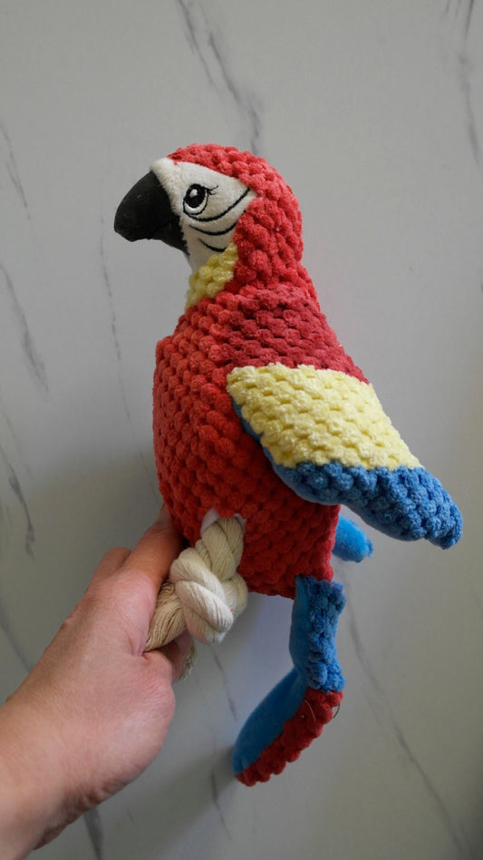 Parrot plush squeaker toy